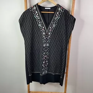Zara Basic Mini Dress Womens Extra Large Black Argyle Dolman Sleeve V-Neck - Picture 1 of 11