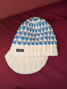 Mütze Eisbär weiß blau grau gestreift mit Schildkappe Wolle - Bild 1 von 4