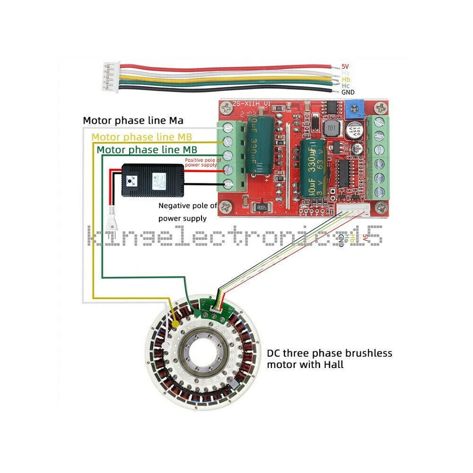 400W 6-60V BLDC 3 phase DC Brushless Motor Controller PWM Hall motor Control - Bild 1 von 1