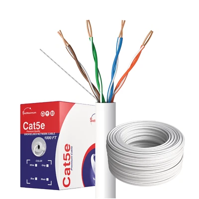 CAT5E CAT6 Cable 500FT 1000FT UTP Solid Network Ethernet CAT5 Bulk Wire RJ45 Lan — 第 1/4 张图片