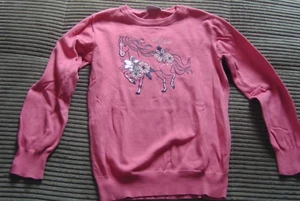 Mädchen Pullover Strickpulli pink rosa Gr. 134 / 140 mit Pferd - Bild 1 von 2