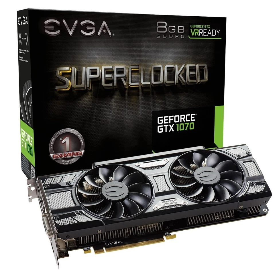 Nvidia Geforce GTX 1070 Superclocked 8GB GDDR5, ACX 3.0 & LED Graphics Card - Image 1 of 1