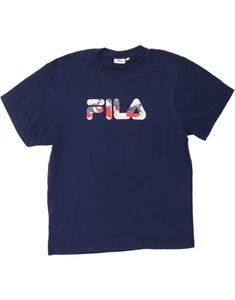 FILA Mens Graphic T-Shirt Top Large Navy Blue Cotton JP05 - Picture 1 of 3