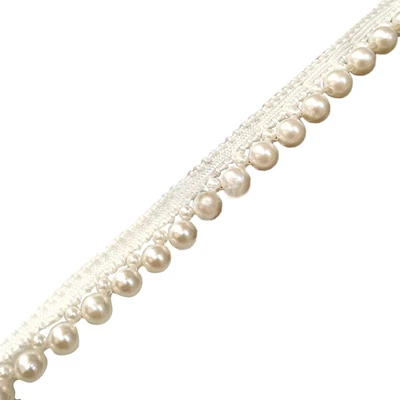 2 Yards Faux Pearls Lace Ribbon Faux White Pearl Beaded Fringe Trim Pearl Fringe - Imagem 1 de 4