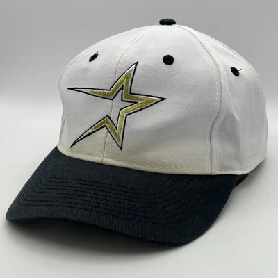 VTG Houston Astros Gold Star Logo 7 Snapback MLB Cap Hat Black White / Gold 90’s - Image 1 of 4