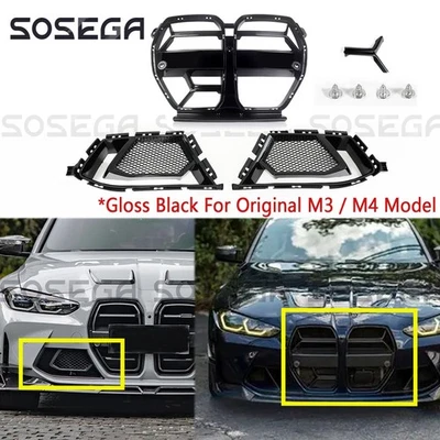 Parachoques delantero negro brillante rejilla nariz ventilación conducto aire BMW M3 G80 M4 G82 G83 2021+ Foto 1 de 4