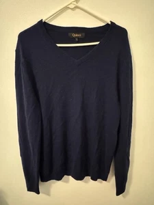 Quince Men's Deep Blue V-Neck Cashmere Sweater Size L - Picture 1 of 6