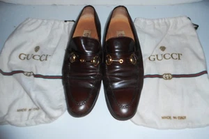 GUCCI VINTAGE LOGO HORSEBIT JORDAAN MENS LOAFERS WITH DUST BAGS SIZE 43 S U.S. 9 - Picture 1 of 7
