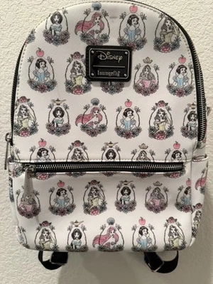 Disney Loungfly princesa boceto floral mini mochila blanco nieve Foto 1 de 4