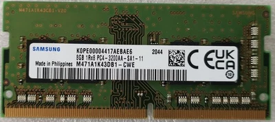 Samsung 8GB PC4-25600 (DDR4-3200) Memoria SODIMM (M471A1K43DB1CWE) Foto 1 de 2