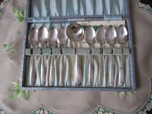 SIX ANGORA WARWICK SILVERPLATE TEASPOONS & JAM SPOON IN BOX - Bild 1 von 10