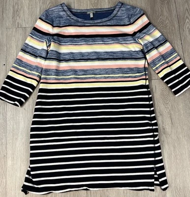 T by Talbots Dress Women’s Blue Pink Yellow Stripe Terry Coastal Cottage Medium - Image 1 of 4