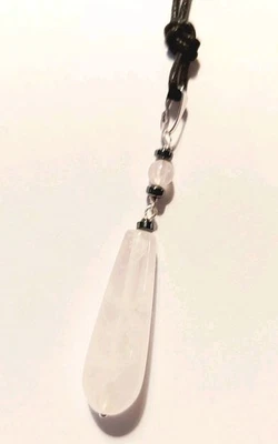 Ciondolo in argento 925 con pietre quarzo naturale a goccia, ematite idea Natale - Immagine 1 di 4