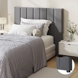 Oikiture Bed Frame Headboard King Single Size Head Bedhead Grey Velvet - Picture 1 of 10