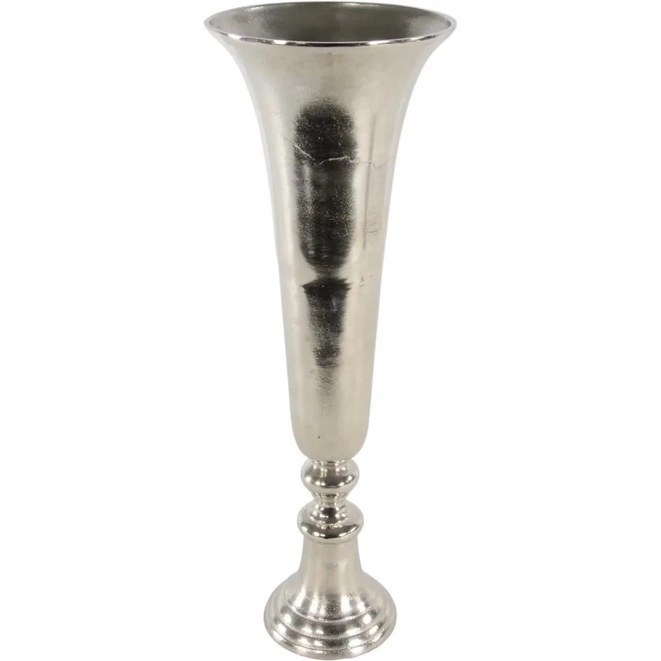 Deko Vase Trichtervase Blumenvase Brush silber poliertes Aluminium 55cm - Bild 1 von 1