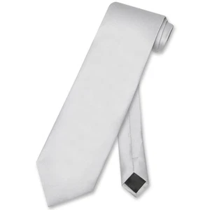 Vesuvio Napoli NeckTie Solid SILVER GREY Color Mens Gray Neck Tie - Picture 1 of 2