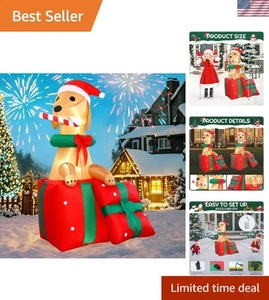 Charming 5FT Golden Retriever Holiday Inflatable with Accessories for Yard Fun - Picture 1 of 9