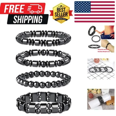 Handmade 4-Piece Hematite Bracelet Set with Tiger Eye Stones - Chic & Unique - Image 1 of 4