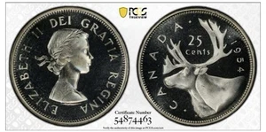 1954 Canada 25 Cent PCGS PL66 Nice 25C Coin - Picture 1 of 3
