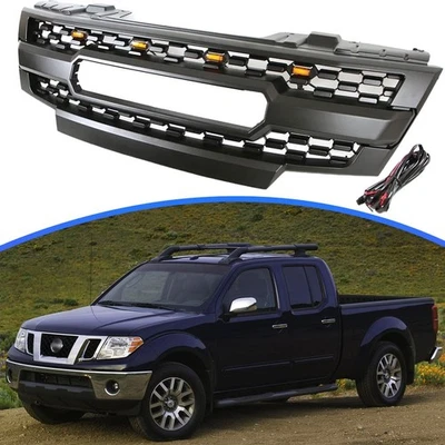 Black Front Grille For Nissan Frontier 2009-2019 | LED Bar Bumper Accessories Foto 1 de 4