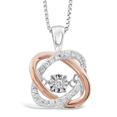 Diamond Necklace Diamond Knot 1/10ct 14k Rose Gold Plated Sterling SIlver - Image 1 of 4