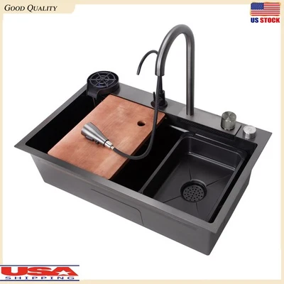 Grifo de fregadero de cocina de montaje en cubierta de acero inoxidable Flying Rain estación de trabajo doméstica Foto 1 de 4