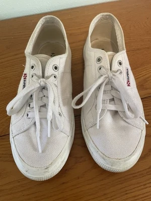 Superga 2750 Cotu Classic Sneakers White Cotton Canvas Women's size 9 - Image 1 of 4