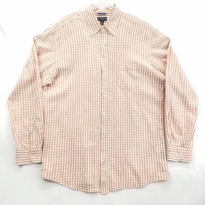 Linea Rossa Shirt Mens Large Peach White Plaid Linen Blend Button Up Long Sleeve - Picture 1 of 11