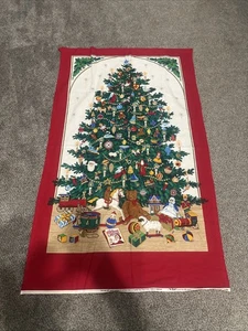 Vtg Cranston Christmas Tree Door Panel Red Border - Picture 1 of 9