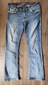 Buckle Rock Revival Jeans Rana Easy Boot 31 Strass dicke Nähte Schnurrhaare - Bild 1 von 5