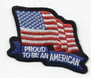 New Embroidered USA Proud to be American Flag Military Iron On US Biker - Picture 1 of 1