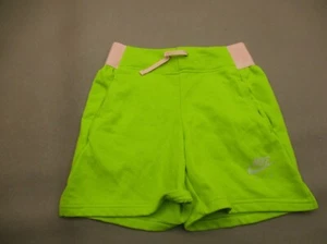 NIKE Size L Girls Green Cotton Blend Stretch Waist Drawstring Sweat Shorts 567 - Picture 1 of 7