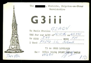 QSL Card Radio UK G3III 1986 Whatcote Warwickshire op Greg Lovelock ≠ B530 - Picture 1 of 2