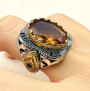 Mens Silver Ring, Oval Alexandrite Stone 925K Sterling Silver Ring, Mens Jewelry - Picture 1 of 10