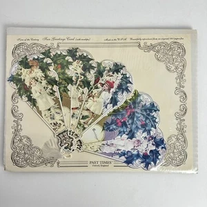 VTG Turn of the Century Paper Victorian Fan Christmas Greetings Card READ - Picture 1 of 8