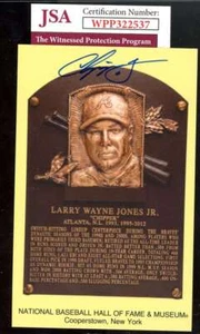 Chipper Jones JSA Coa Signed Gold Hall of Fame Plaque Autograph Postcard - Picture 1 of 1