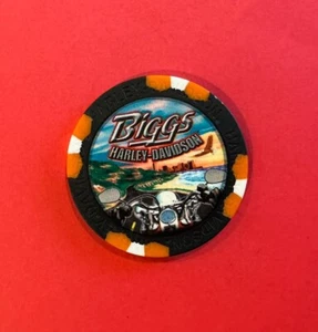 FICHA DE PÓQUER HARLEY DAVIDSON BIGGS SAN MARCOS CA NEGRO/NARANJA LIGERO - Imagen 1 de 2