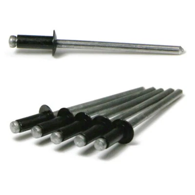 ALBANY COUNTY FASTENERS Black Pop Rivets 1/8 Diameter #4 All Aluminum Black Painted Blind Rivets