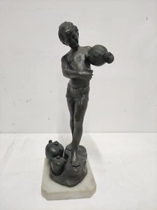 Antica scultura antimonio bronzo base marmo Sculpture statue Bronze Antimony - Imagen 1 de 9