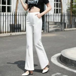 Lady Flared Pants Trousers Boot Cut Bell Bottoms Stretch High Waist Wide Fashion - Picture 1 of 10
