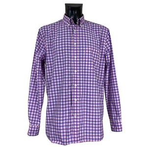CAMISA GANT FIRENZE POPELINA ITALIANA PRENDA PÚRPURA ROSA ALGODÓN GINGHAM TALLA: GRANDE - Imagen 1 de 6