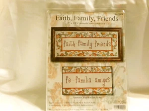 Design Works Faith,Family,Friends 14ct Lt Beige Aida 7" x 18" - Picture 1 of 4