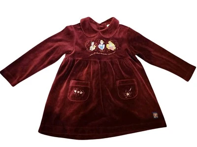 Girls Disney Store Dress Long Sleeve Burgundy Red Velvet Size 4t Pre-owned  - Image 1 of 4