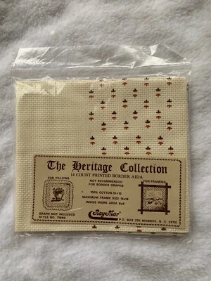 New The Heritage Collection 14 Count Printed Border Cross Stitch Fabric Cream - Image 1 of 4