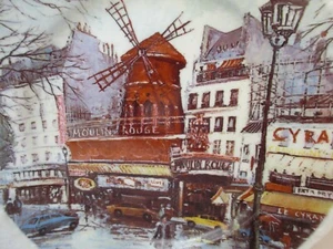 Moulin Rouge Montmartre Artertre Paris China Souvenir Decorative Plate Mural - Picture 1 of 9