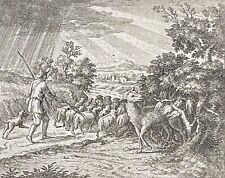 Ewe And The Bush Engraving Anonymous Of 1719 Shepherd French France