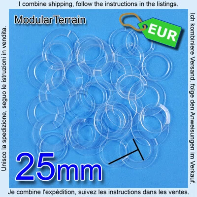 LASERCUTNPLAY.COM 3x Clear Acrylic Removable Adapter 25mm to 32mm/40mm Round Bases Warhammer 40k