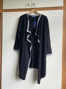 New Black C&Jo Cashmere Silk Waterfall Cardigan Coat XL - Picture 1 of 5
