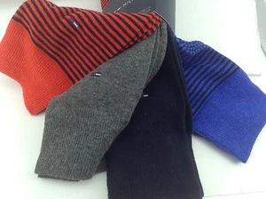 Men's TOMMY HILFIGER Red Blue Striped COTTON Dress Socks - 4 Pack - $36 MSRP - Picture 1 of 4