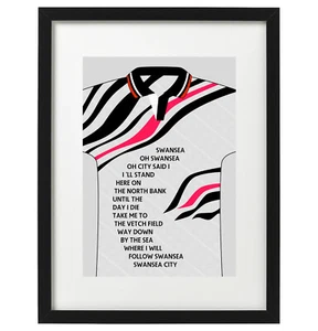Swansea City fans song / retro shirt art print / poster - Picture 1 of 2